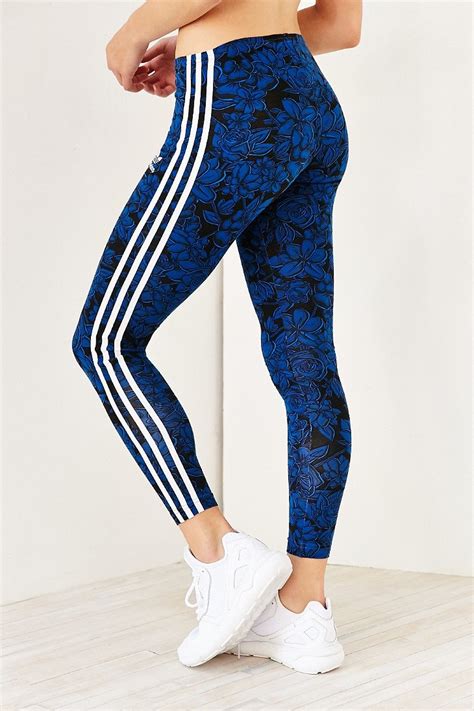 adidas originals blue floral leggings